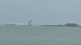 Watch: Huge US Navy aircraft overshoots runway, ends up floating in water