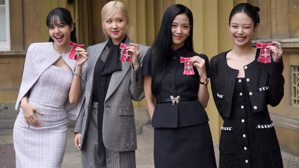 Members of K-pop band BLACKPINK receive British honour MBE from King Charles