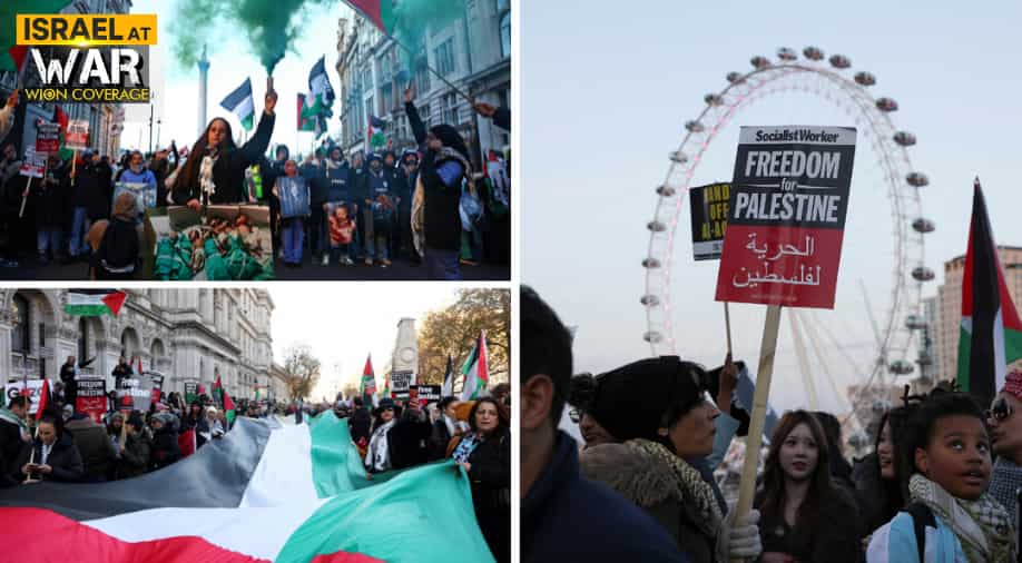 Antisemitic banners displayed during pro-Palestinian march in London, call for permanent ceasefire in Gaza Antisemitic banners displayed during pro-Palestinian march in London, call for permanent ceasefire in Gaza
