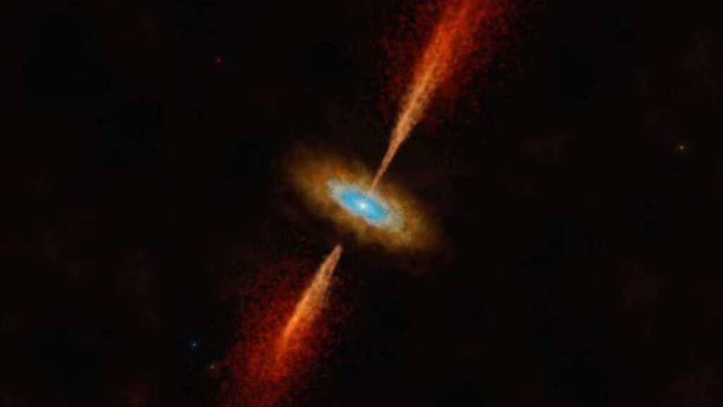 Disc of gas whirling around star found for the first time in another galaxy 