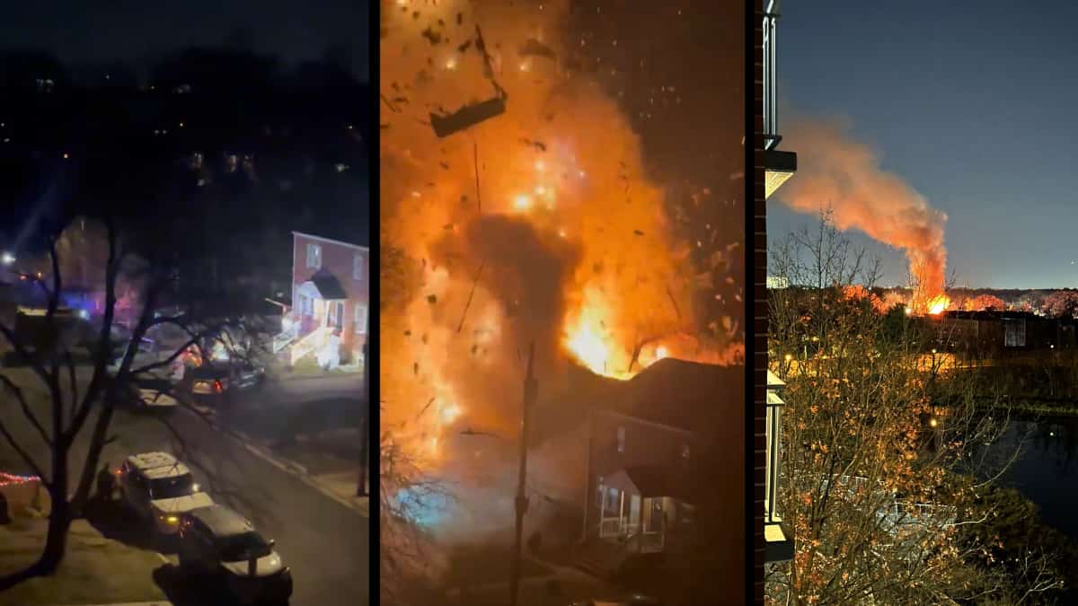 Video: House explosion rocks Virginia neighbourhood after suspect fires flare gun
