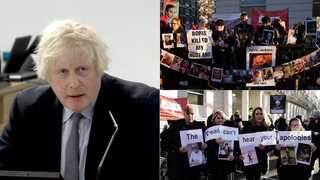 Boris Johnson's apologies over COVID-19 pandemic handling met with signs of 'dead can't hear'. Watch!