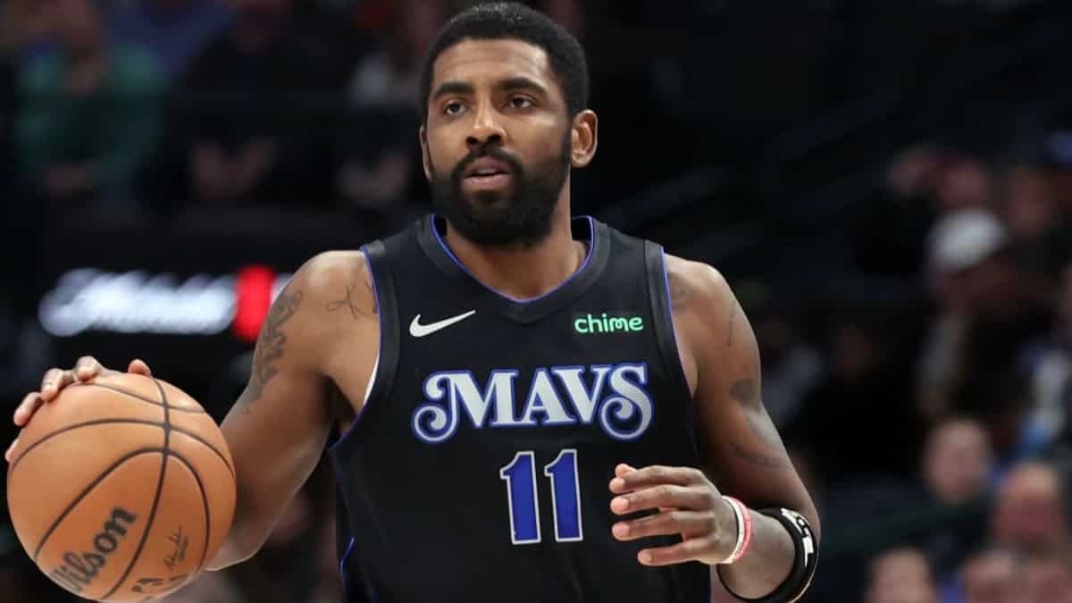 Mavericks guard Kyrie Irving reacts on injury sustained during win over Portland Trail Blazers