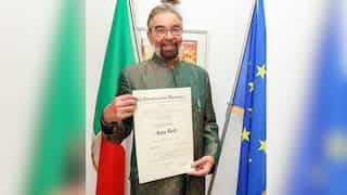 Kabir Bedi mentions #Melodi as he receives Italy's highest civilian honour
