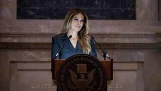 Melania Trump makes rare public appearance, welcomes new US citizens
