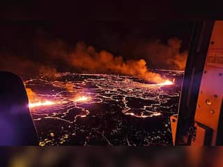 Dramatic images of a volcanic eruption in Iceland emerge, as lava escapes fishing town of Grindavik