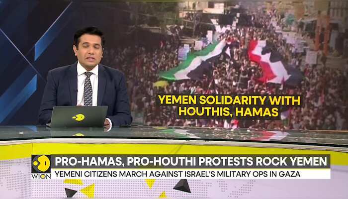 Israel-Hamas war: Thousands chant pro-Palestine slogans in Yemen