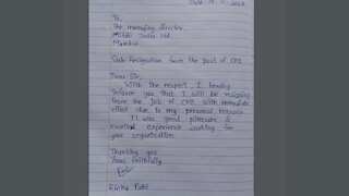 Indian CFO makes unique exit, submits hand-written resignation letter on ruled notebook sheet to boss