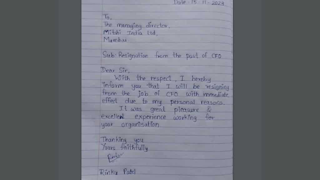 Indian CFO makes unique exit, submits hand-written resignation letter on ruled notebook sheet to boss