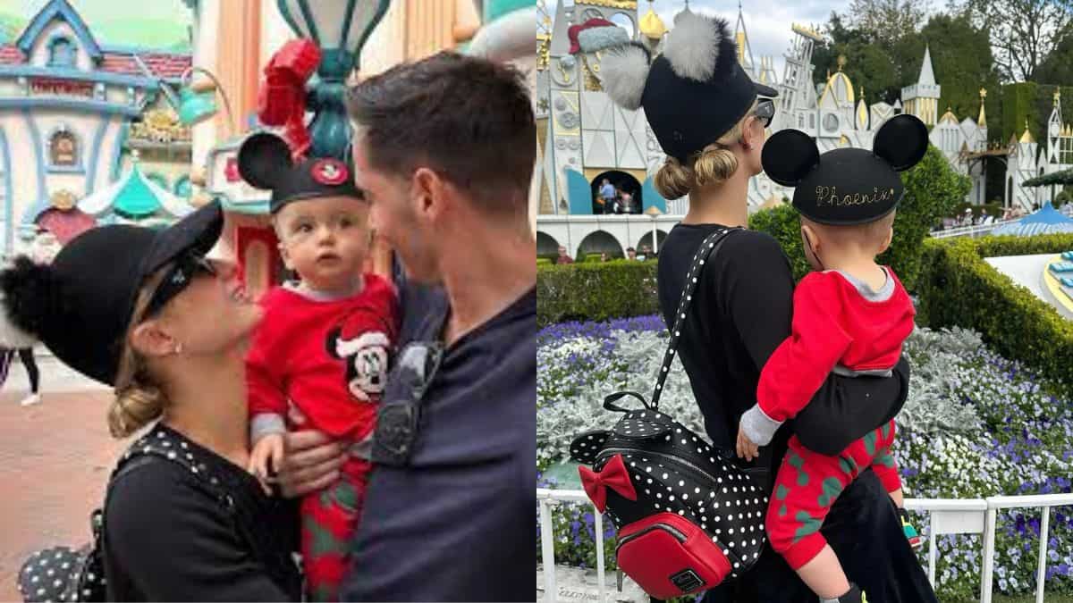 In pics! Paris Hilton celebrates Christmas at Disneyland with son Phoenix and husband Carter