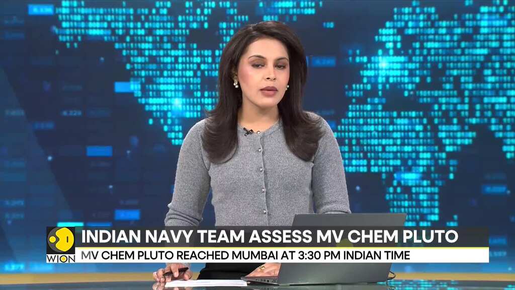 WION access first images of damaged MV Chem Pluto, merchant ship that was attcked in Arabian Sea