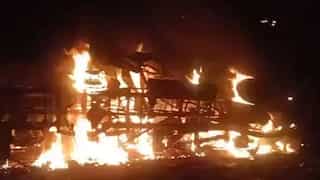 India: 12 charred to death in Madhya Pradesh as bus catches fire after collision with dumper