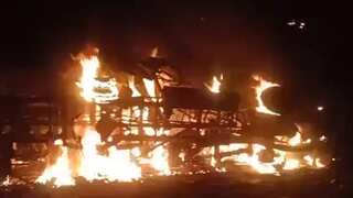India: 12 charred to death in Madhya Pradesh as bus catches fire after collision with dumper