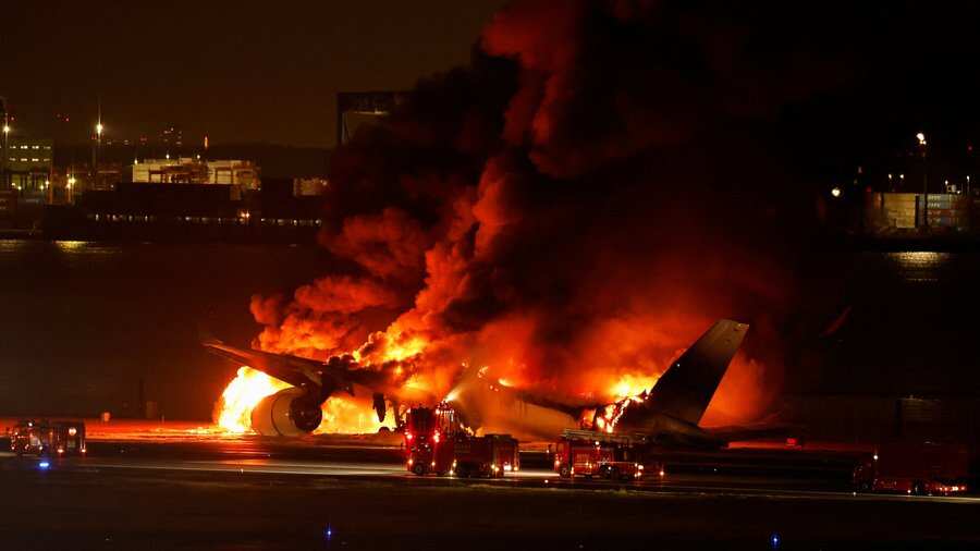 VIDEO: Horrifying moment when passenger plane turns into fireball upon landing in Japan