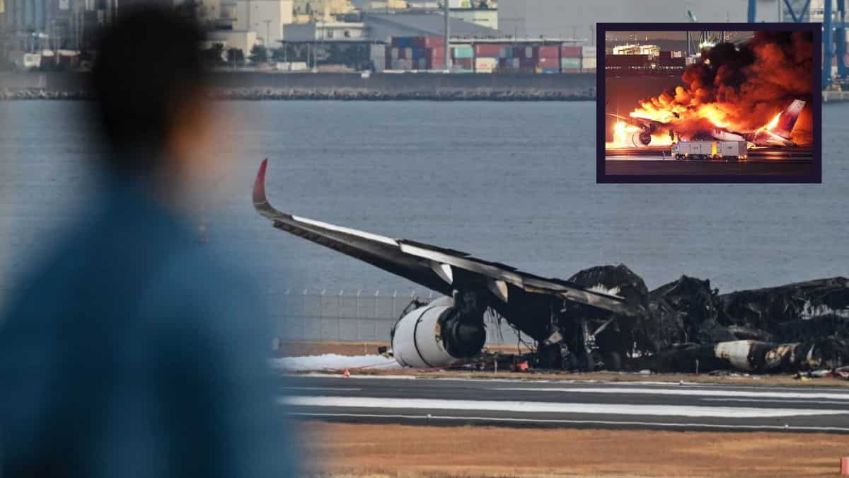 Investigations start as charred Japan Airlines parts lie on tarmac