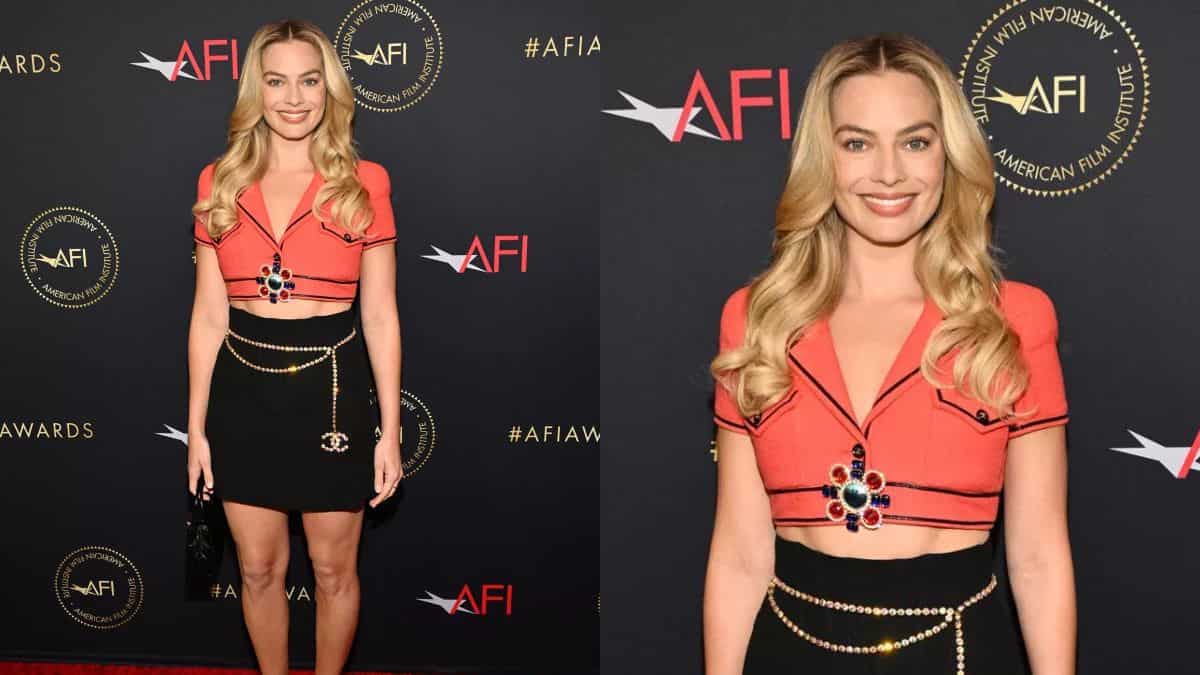 Margot Robbie pays tribute to Claudia Schiffer in 1995 Chanel look at AFI awards luncheon