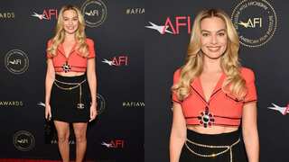 Margot Robbie pays tribute to Claudia Schiffer in 1995 Chanel look at AFI awards luncheon