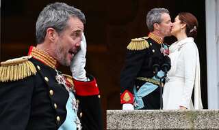 King of Denmark Frederik X sheds happy tears during his first balcony appearance