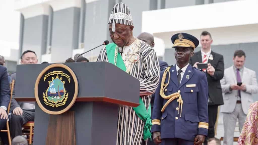 WATCH | Liberia's President Joseph Boakai freezes at inauguration speech
