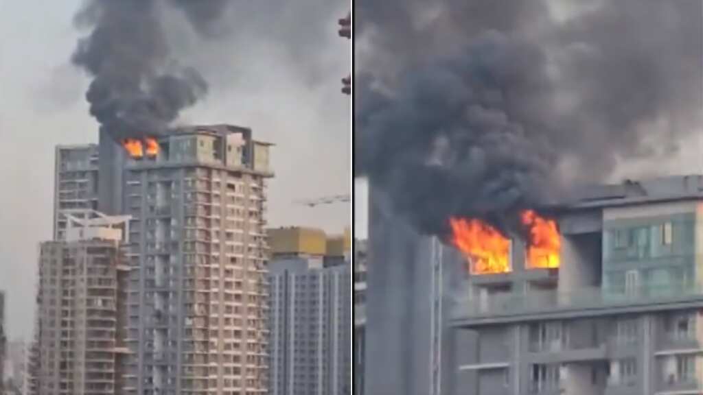 VIDEO: Massive fire engulfs 26th floor of high-rise building in India's Mumbai