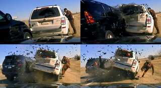 Watch: US highway trooper tossed into air after vehicle hits parked car
