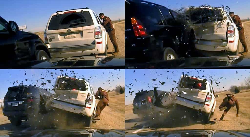 Watch: US highway trooper tossed into air after vehicle hits parked car