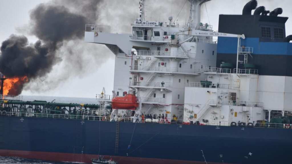 Indian Navy warship INS Visakhapatnam assists merchant vessel under missile attack
