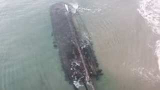 Massive 19th-century shipwreck surfaces on Canadian beach. VIDEO