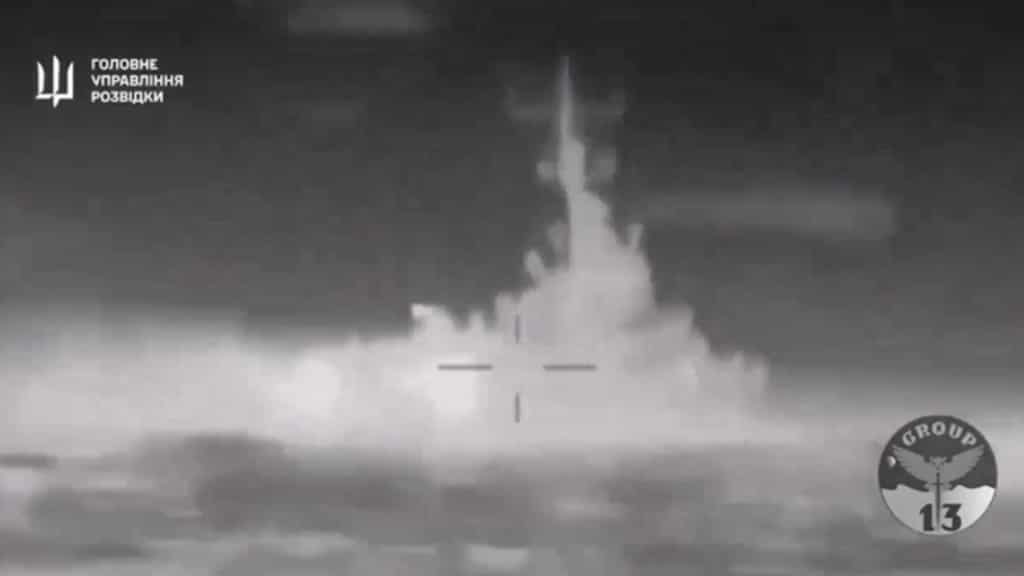 Watch: Ukraine releases video of moment of impact when its forces hit Russian missile boat