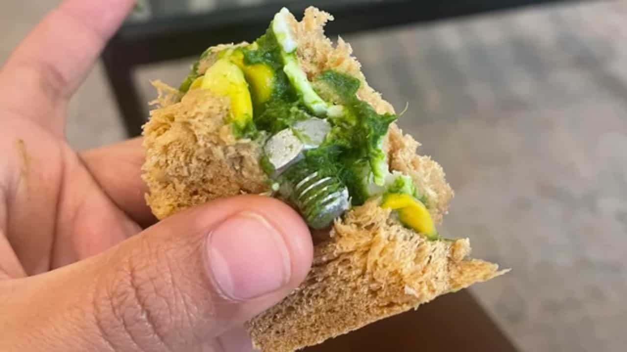 IndiGo flyer finds screw in sandwich served on flight. Not compensated because... IndiGo flyer finds screw in sandwich served on flight. Not compensated because...