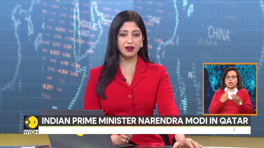 Indian PM Modi meets Emir of Qatar Sheikh Tamim bin Hamad Al Thani in Doha