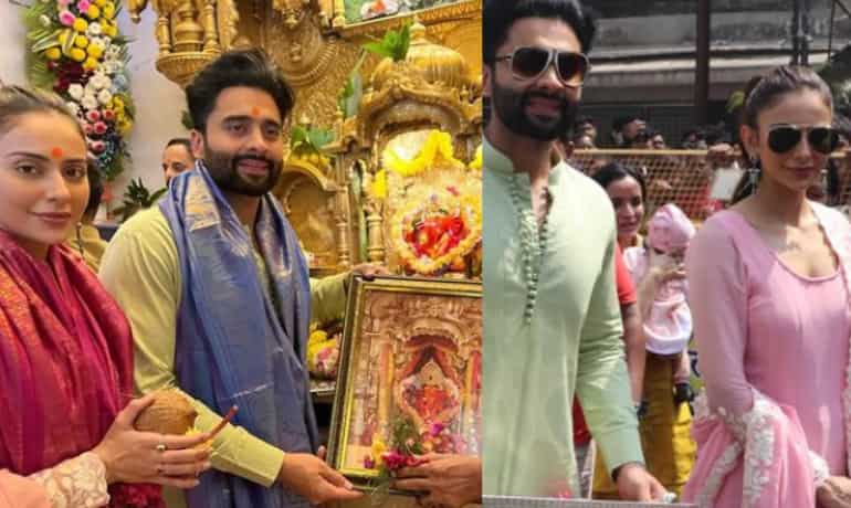 Rakul Preet Singh and Jackky Bhagnani seek blessings at Siddhivinayak Temple before wedding Rakul Preet Singh and Jackky Bhagnani seek blessings at Siddhivinayak Temple before wedding