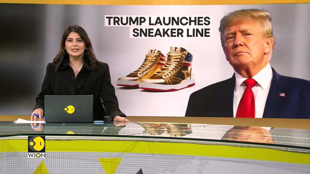 Trump unveils sneaker line a day after $350m court ruling