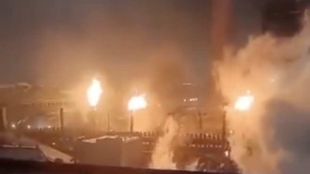 Ukrainian drone strikes cause large fire at Russian steel plant on second anniversary of war