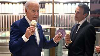 Interview-shy Joe Biden sits down with TV comic Seth Meyers