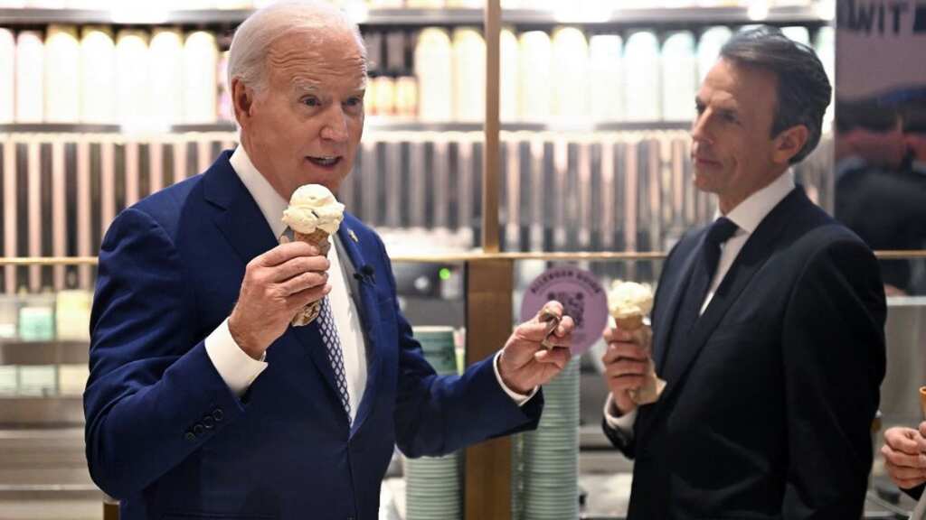 Interview-shy Joe Biden sits down with TV comic Seth Meyers