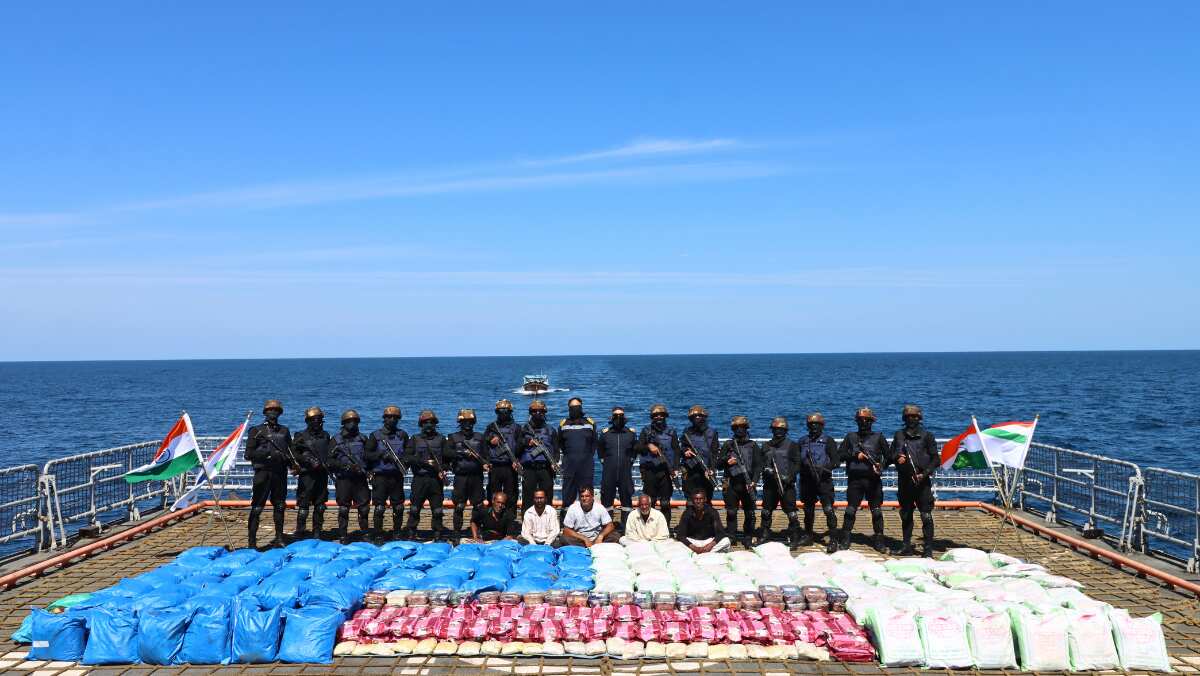 Indian Navy, Narcotics Control Bureau seize charas, meth, morphine in 'largest' drug haul at sea Indian Navy, Narcotics Control Bureau seize charas, meth, morphine in 'largest' drug haul at sea