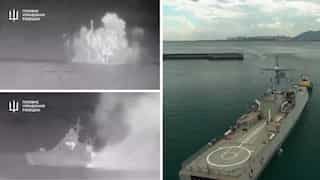 Ukraine claims to have sunk Russian warship near Crimea using sea drones