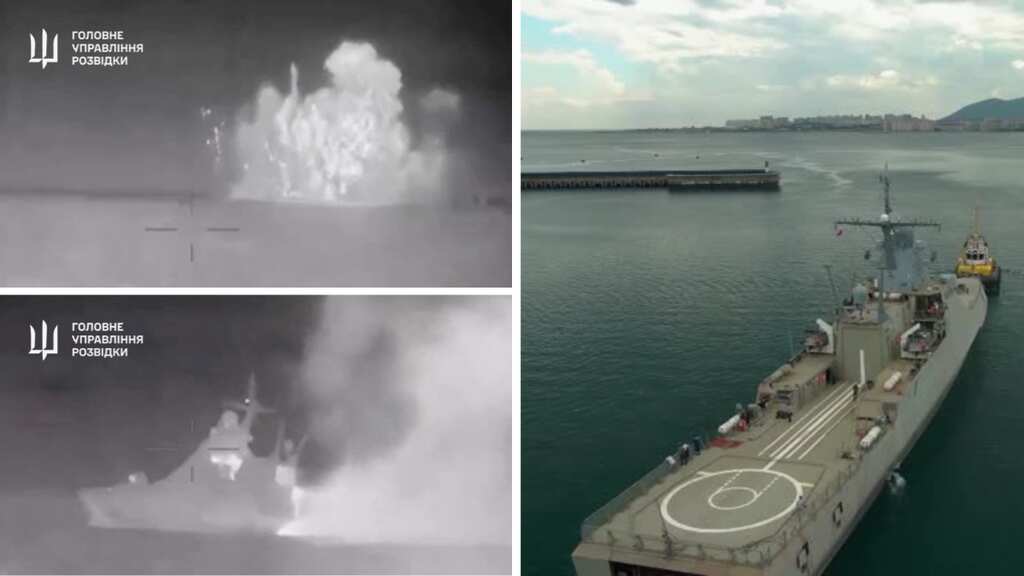 Ukraine claims to have sunk Russian warship near Crimea using sea drones