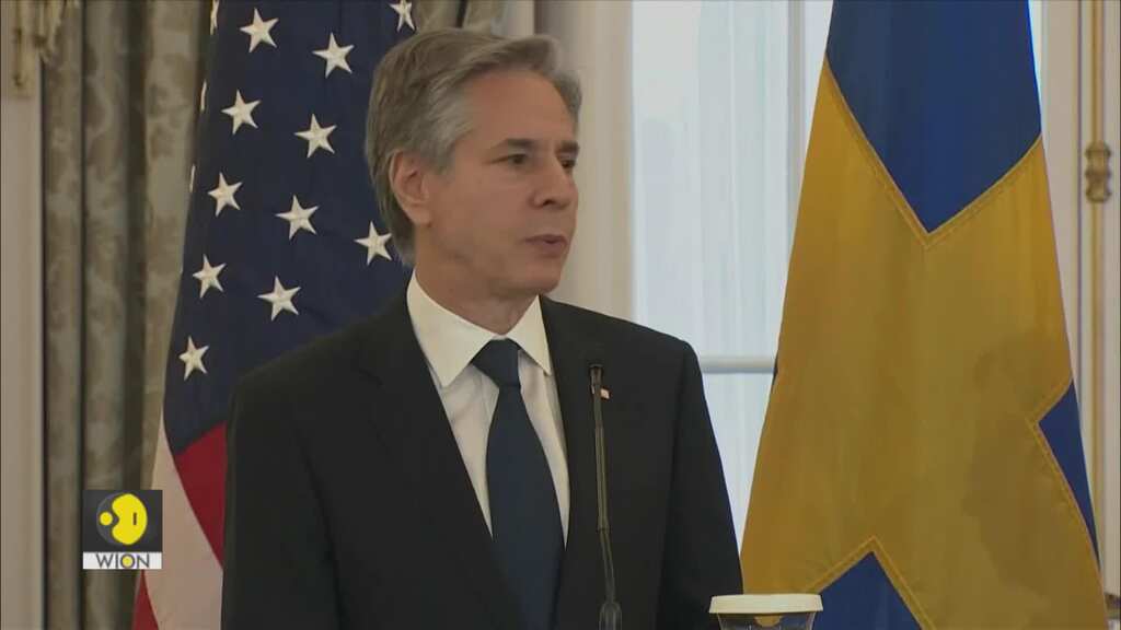 US Secretary of State Antony Blinken welcomes NATO's new member Sweden