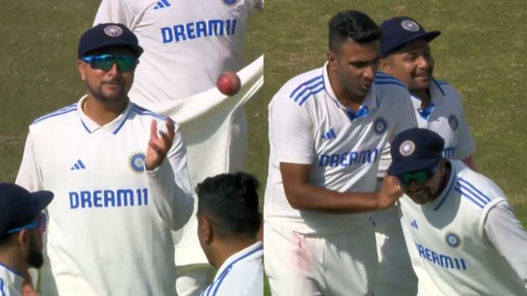 IND vs ENG: Kuldeep Yadav, R Ashwin share endearing moment during off-spinner's 100th Test - Watch