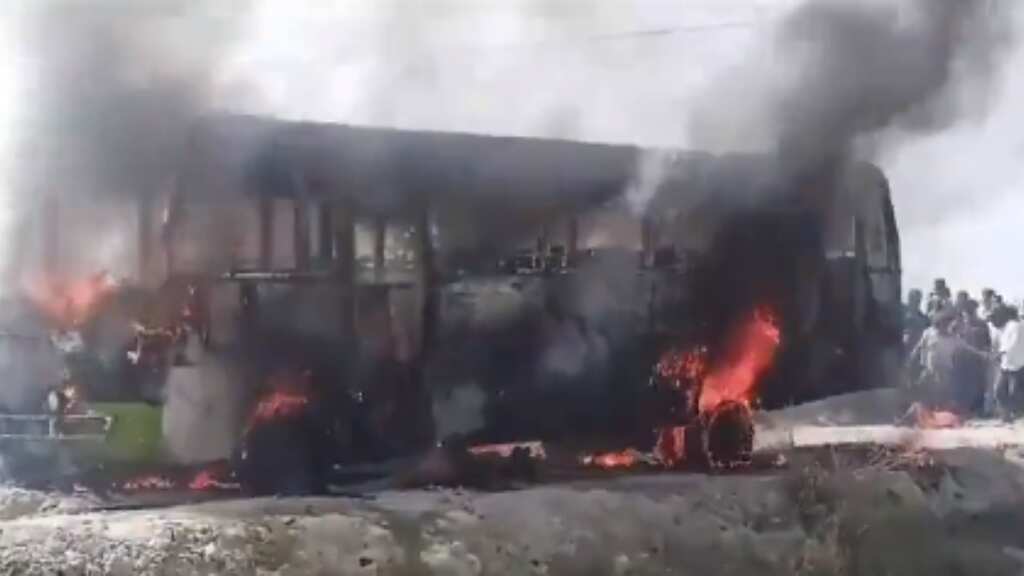 Five people dead after bus catches fire in India's Ghazipur