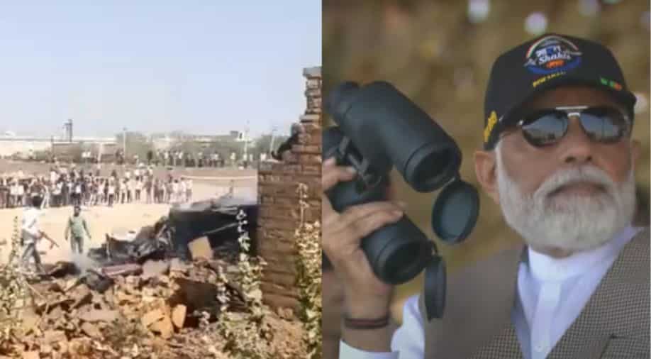 IAF jet crashes in Jaisalmer, pilot ejects safely; PM Modi witnesses tri-service ‘Bharat Shakti’ exercise IAF jet crashes in Jaisalmer, pilot ejects safely; PM Modi witnesses tri-service ‘Bharat Shakti’ exercise