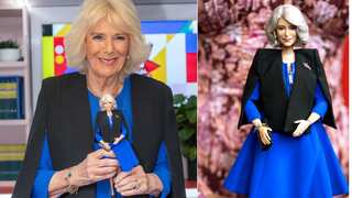 Britain’s Queen Camilla matches outfit with Barbie doll made in her likeness