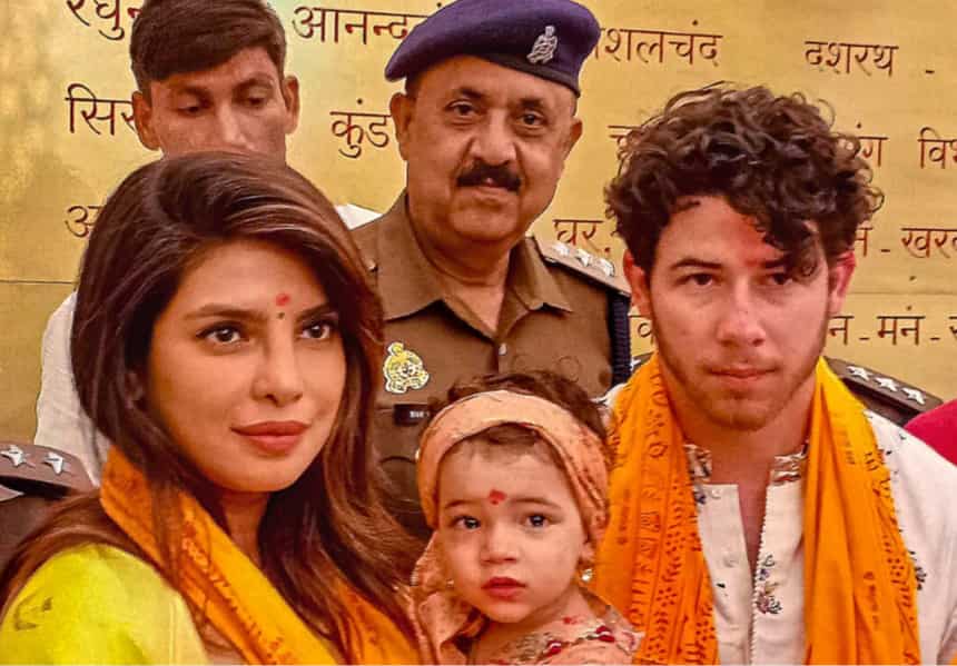 In pics: Priyanka Chopra, Nick Jonas and Malti Marie visit Ayodhya Mandir