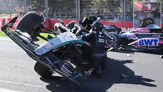 George Russell’s terrifying scream for help as his Mercedes flips during horror Australian GP crash