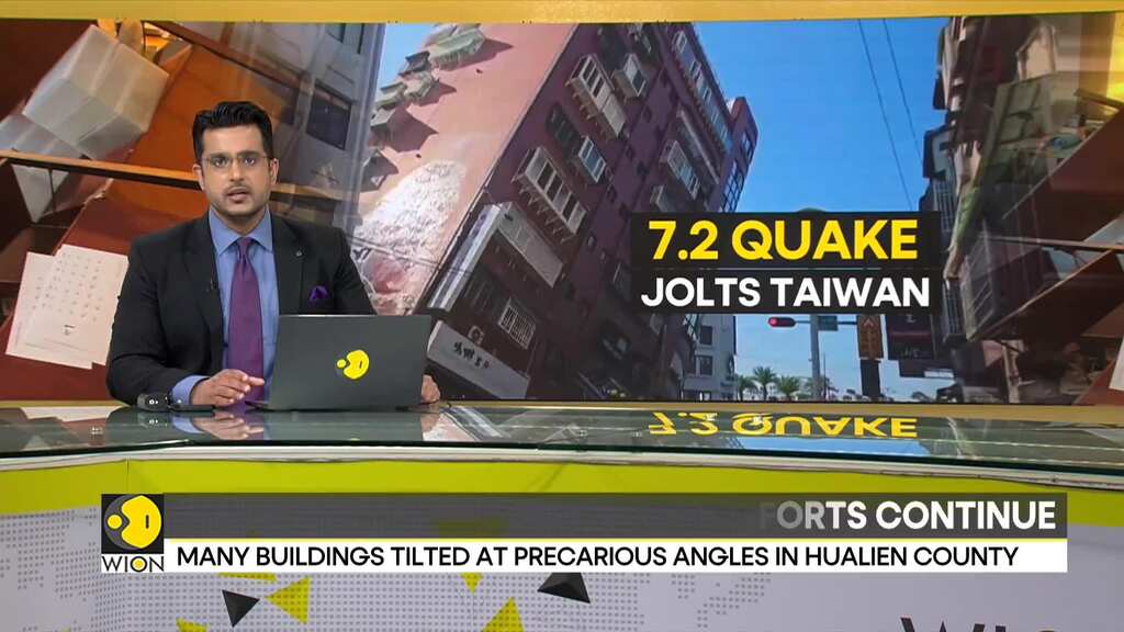 Taiwan Earthquake: Many buildings tilted at precarious angles in Hualien county