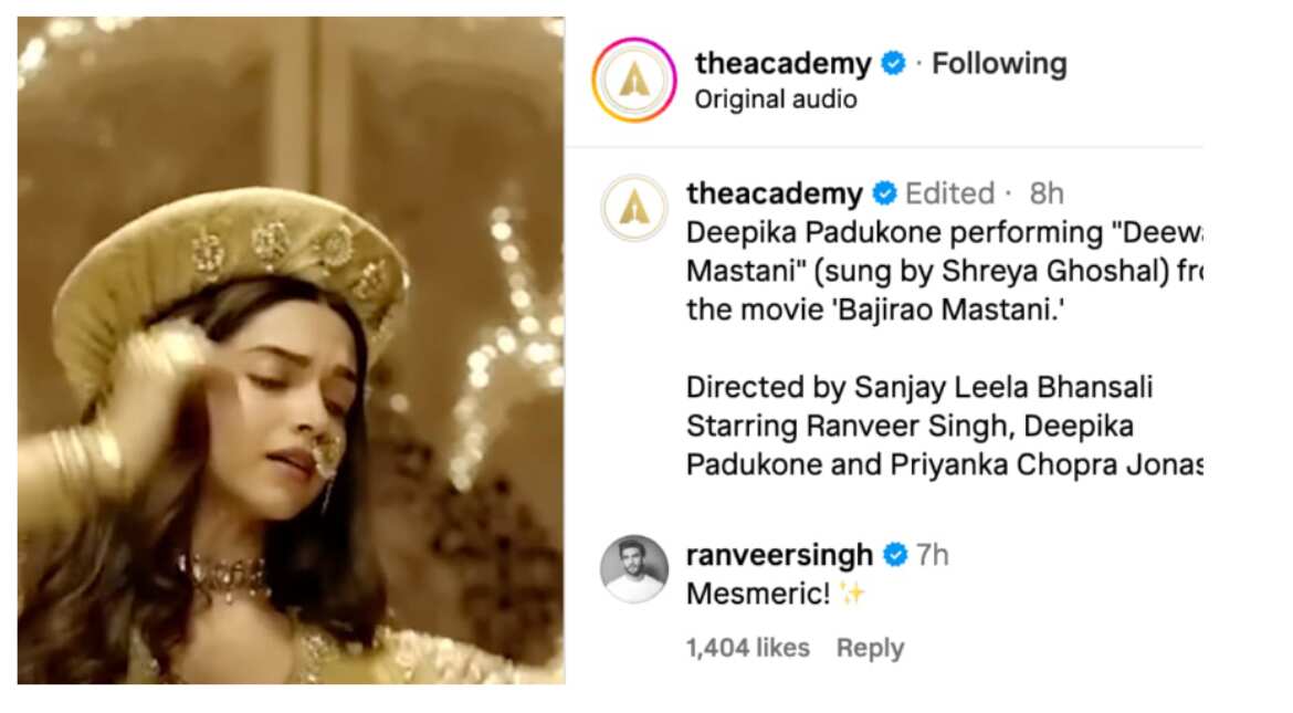 Fans can't keep calm as The Academy pays tribute to Deepika Padukone in Bhansali's Bajirao Mastani Fans can't keep calm as The Academy pays tribute to Deepika Padukone in Bhansali's Bajirao Mastani