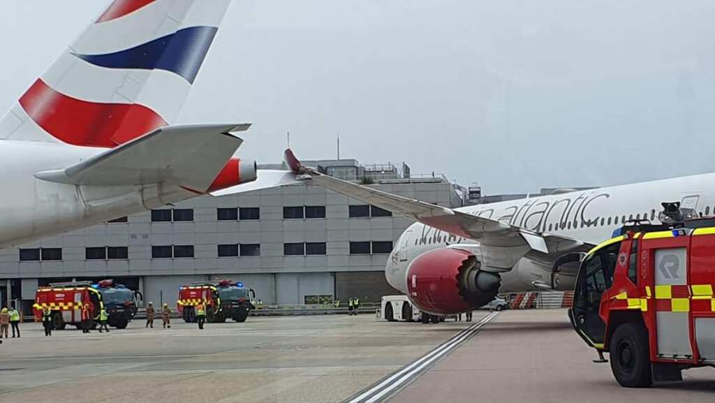 British Airways plane with 121 passengers collides with Virgin Atlantic’s empty Boeing 787-9 at Heathrow