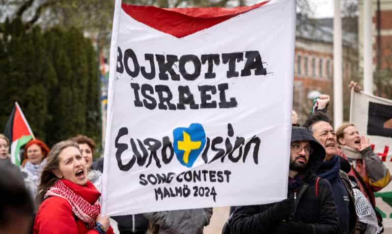 Protesters in Eurovision host city call for boycott of Israel Protesters in Eurovision host city call for boycott of Israel